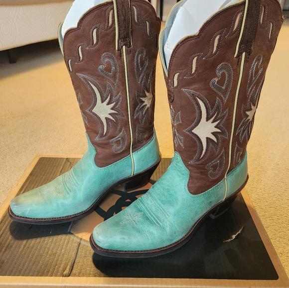 Ariat Manzanita Women's Cowboy Boots Size 8.5, Brown And Turquoise - Picture 1 of 8